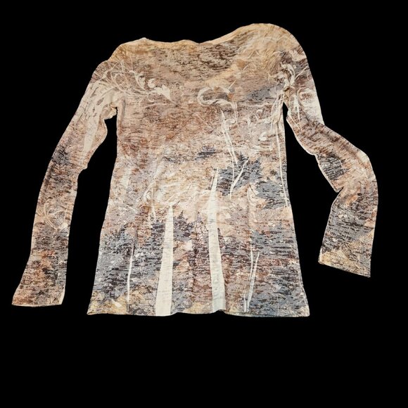 Day Trip Long Sleeve Graphic Top – Size Large – Abstract Nature Print - Picture 4 of 7